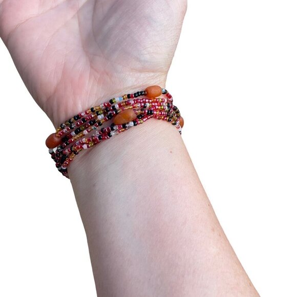 Ten Thousand Villages Multicoloured Rainbow Beads 4 Way Necklace Bracelet 54' - Picture 5 of 13